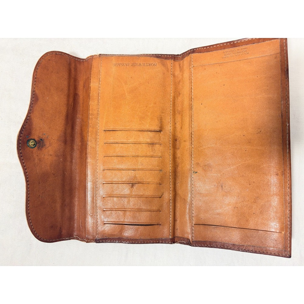 Vtg Northwest Passage Brown Leather Billfold Wallet Canada Northern Steer 7.5" - Picture 6 of 12